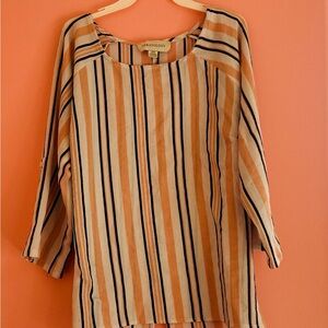 Urbanology Women's 3/4 Sleeve Striped Pink and Black Top